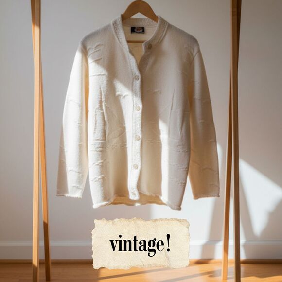 VTG Brimwick Cardigan Sweater I Womens L/XL? I Cream Nautical Lighthouse 80s 90s - Picture 1 of 7